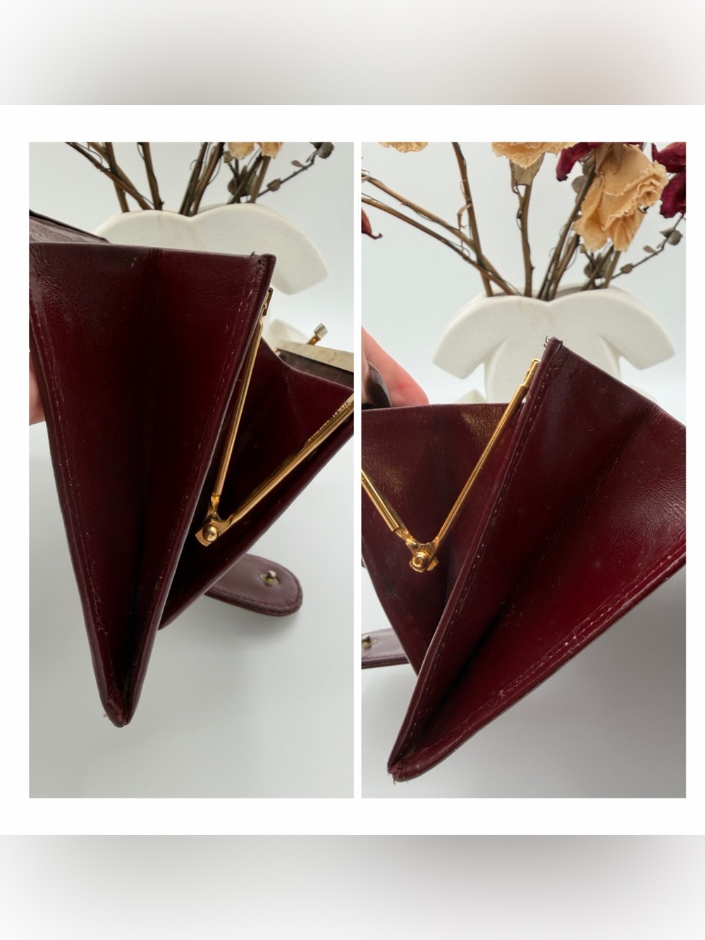 Vintage Rare Dunhill England West Germany Oxblood Leather Kiss-lock Wallet✨✨ - Picture 7 of 12